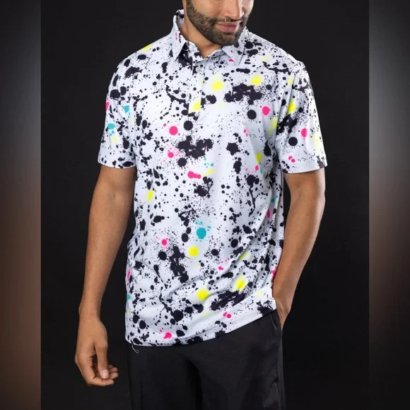 Sunday Swagger Men's XL Multicolor Splatter Print Shirt - Picture 1 of 7